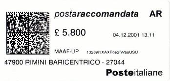 L evoluzione della specie Il primo giorno d uso: non credo che l abbia alcuno, la prima data nota è il 22.10.2001 emessa a Riccione con macchina n. matricola 00000.