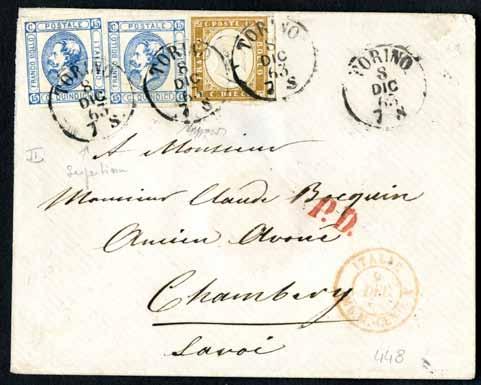 Marina ecc + una lettera con 15cent (L18) con annullo a doppio cerchio piccolo di Serravezza + piccola lettera con 20cent (27) con annullo a sbarre e 2C di Strada del 28.9.1877.