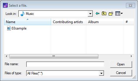 Trasferimento dei file di song 5. Nella finestra di selezione del file, selezionare i file da copiare sul modulo batteria e fare clic sul pulsante Open (Apri). Selezionare i file e fare clic su Open.