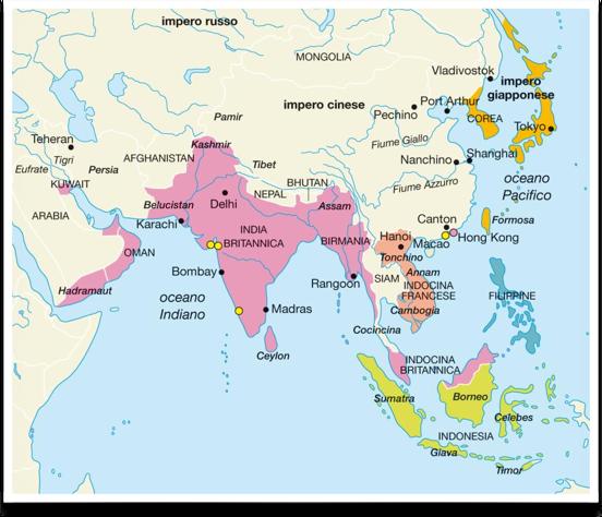 LA COLONIZZAZIONE DELL ASIA 1858, la Gran Bretagna trasforma l India in un impero coloniale.