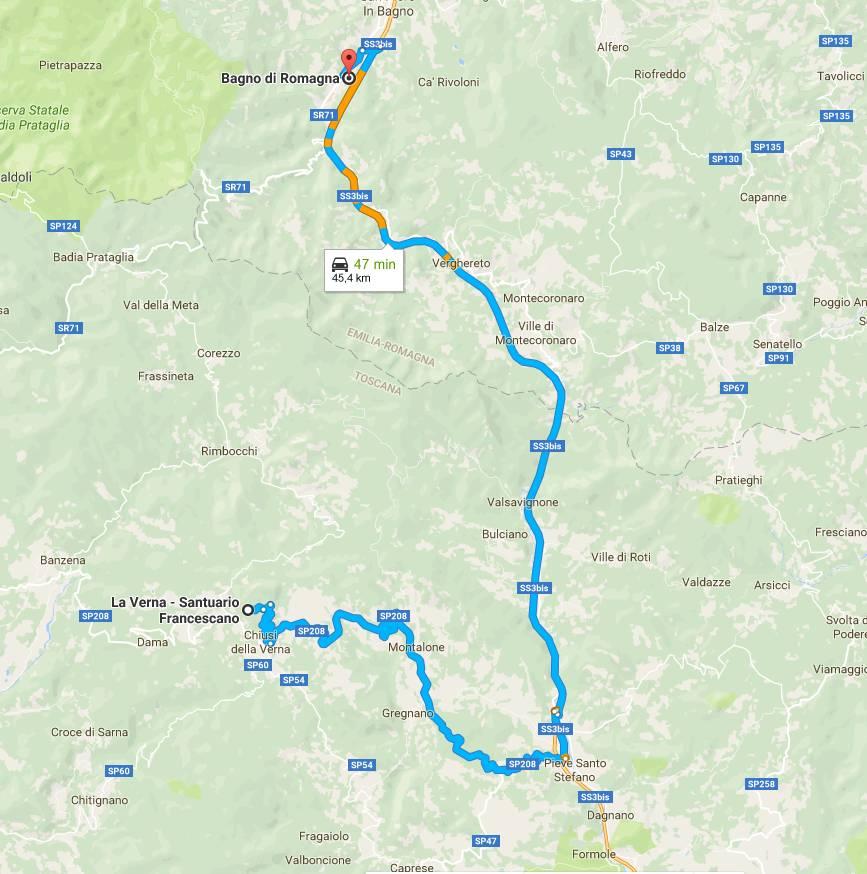 Ripartenza alle ore 16.30 Santuario La Verna (AR) Bagno di Romagna (FC), 45 km, rientro in albergo (eventualmente continuazione assemblea club).