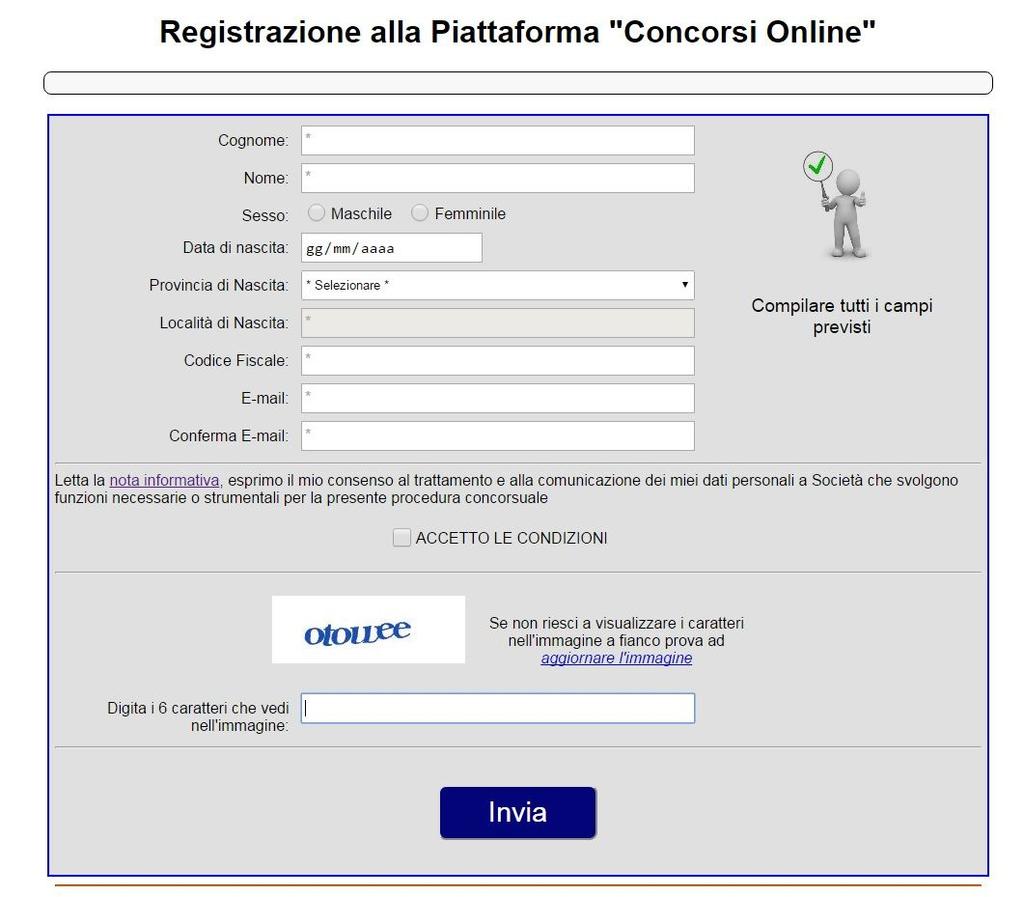 1. Registrazione al sistema L utente si collega al sito web dedicato alla selezione (www.gestioneconcorsipubblici.