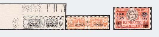 4713 4712 (Somalia) 4701 1930, AUTOCORRIERA/MOGADISCIO/BENDER CASSAM, cerchio, a lato, su busta da Mogadiscio per Modena, 23/10/30, affrancata con Ferrucci 50 c. (135) 2 esemplari. Rarità del settore.