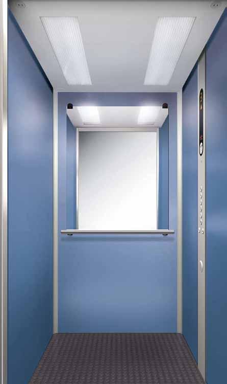 Cabina Blu Cielino in materiale opalino bianco con illuminazione diffusa a luce fluorescente Aurora Classica Specchio color naturale chiaro