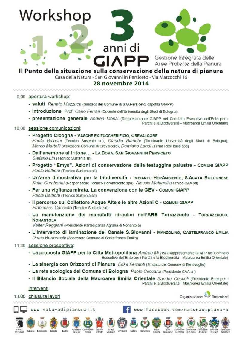 28 novembre 2014 Workshop Tre anni di GIAPP Il punto della situazione sulla conservazione