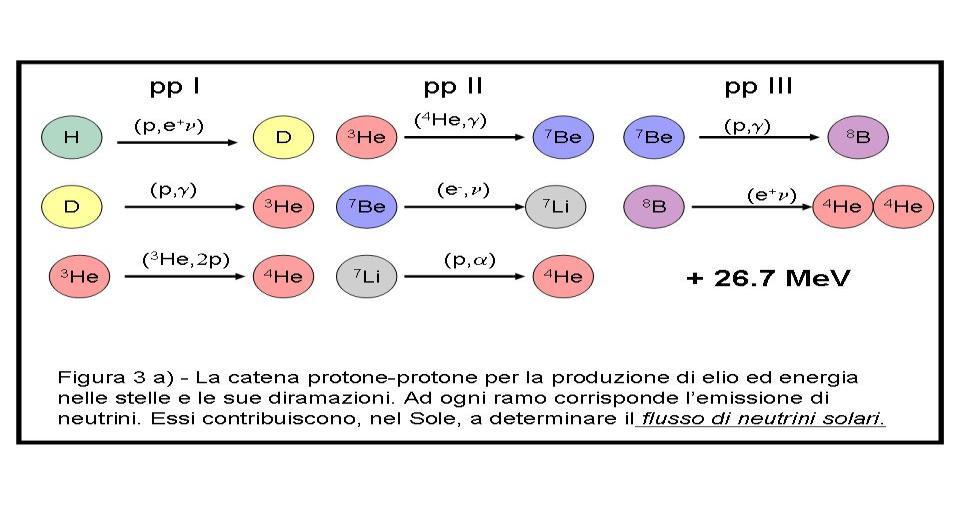 Figura 2.1 Catena p-p Il deuterio formato reagisce poi molto più velocemente con un altro protone, dando così origine all 3 He.