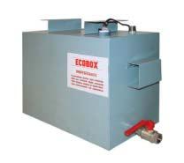 ECOBOX INOX E002 Contenitore per liquidi inquinanti (solventi e basi) Container for polluting substances (solvents and lyes) Costruito in INOX, è dotato di un dispositivo di controllo del livello del