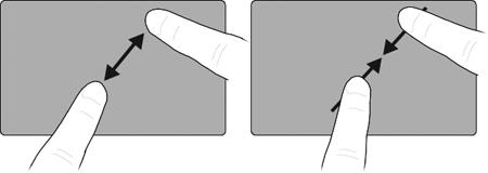 Movimento rapido con tre dita Il movimento rapido con tre dita consente di navigare su Internet o di sfogliare foto in una finestra del visualizzatore foto.
