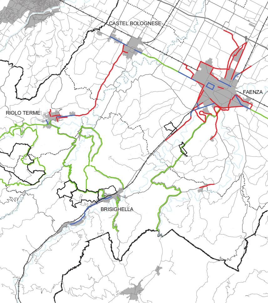 II. BENE E CONTESTO PAESAGGISTICO INTEZIONE CON PIANIFICAZIONE E TUTELE 6 di 6 CONNESSIONI TERRITORIALI VIA FAENTINA, VIA SARNA E BENI PAESAGGISTICI Dal centro di Faenza, lungo l asse