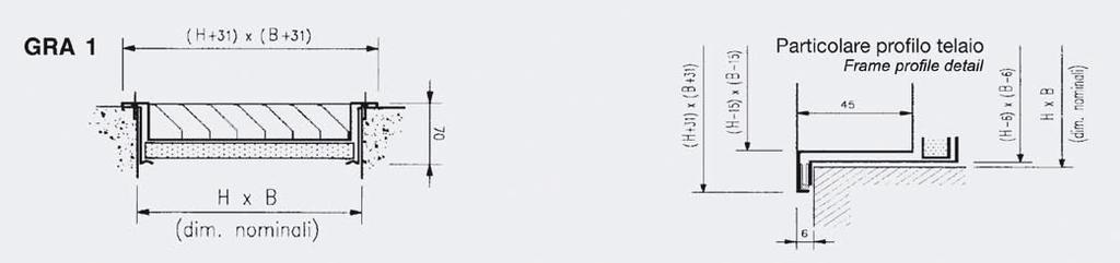 GRA-1 Griglia di aspirazione (ad alette fisse inclinate 45 e passo 25mm) con