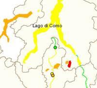 lago di Como a sud di Menaggio e bacino minore dei Versanti e tributari del ramo Est del lago di Como.