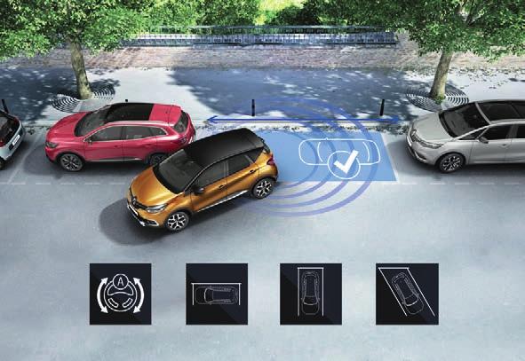 Padrone della città Nuovo Renault CAPTUR tiene gli occhi sempre aperti: calcola lo spazio per aiutarti nelle manovre di parcheggio, prevede eventuali
