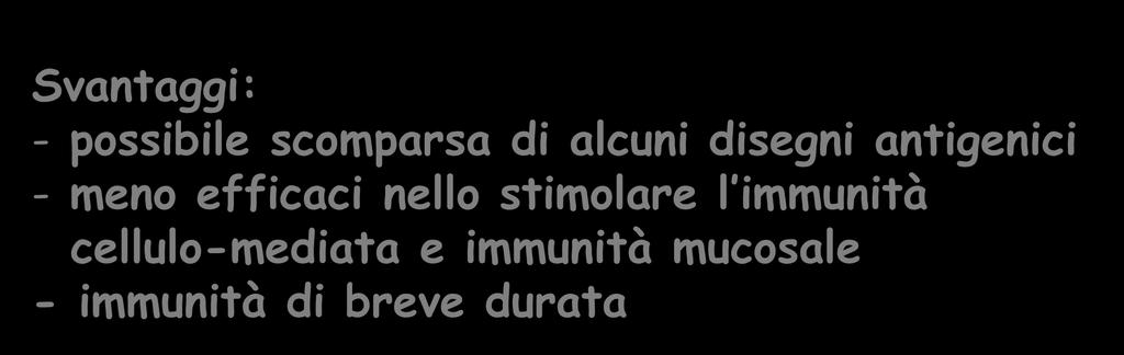 VACCINI INATTIVATI Microrganismi completi a cui è stata eliminata la virulenza