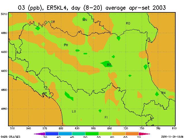 A sinistra: caso base; a destra: scenario emissivo EMR1.