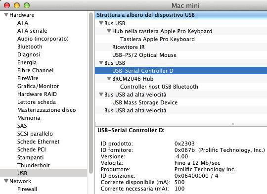 Verifica della corretta installazione in Mac OS Dopo aver collegato l adattatore al computer e all altro dispositivo, è possibile verificare la corretta installazione nella finestra System Profiler
