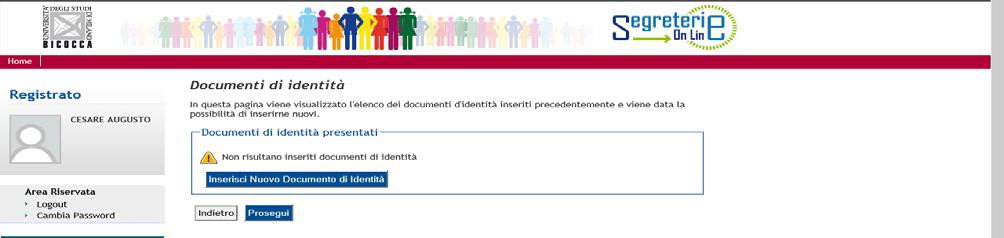 A. Inserimento dei dati relativi al Documento di