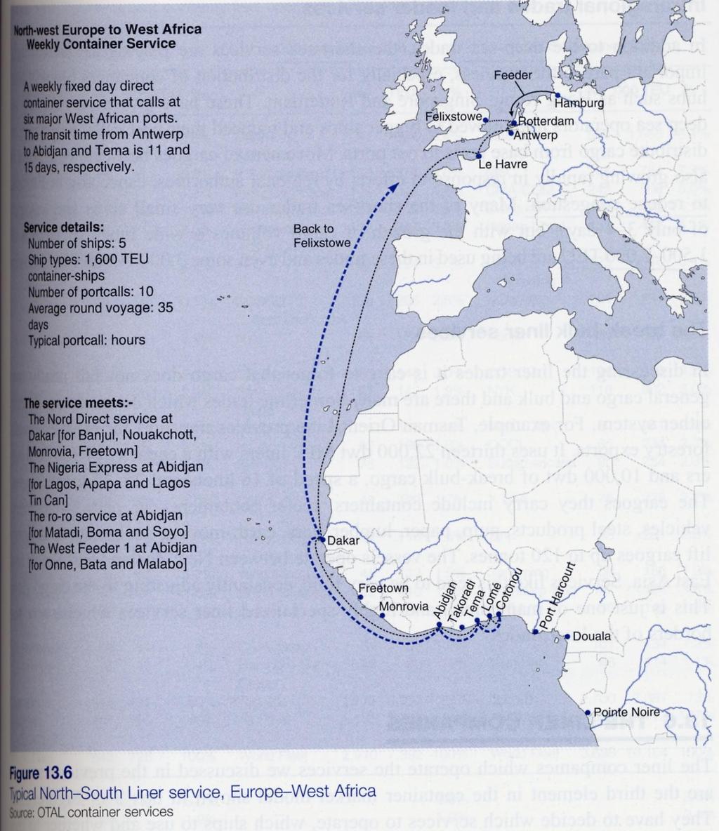 Esempio di rotta Nord-Sud: Nord Europa Africa Occidentale Dettagli: Numero di navi:5 Tipi di navi: