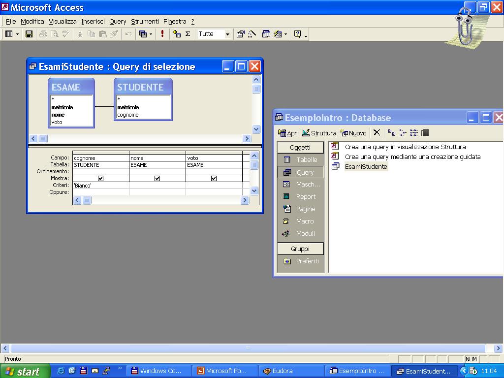 Utilizzo del DataBase L utilità principale di un DBMS sono le query (interrogazioni) sui dati contenuti.