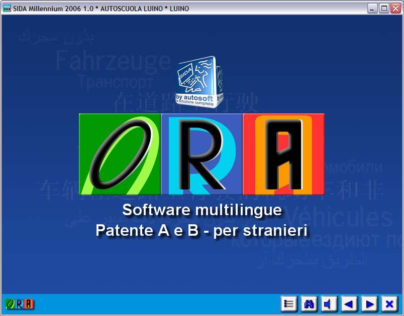 1. Introduzione 1.1 Caratteristiche generali ORA 2 è il software multilingue per il conseguimento delle patenti A e B pensato per gli stranieri.