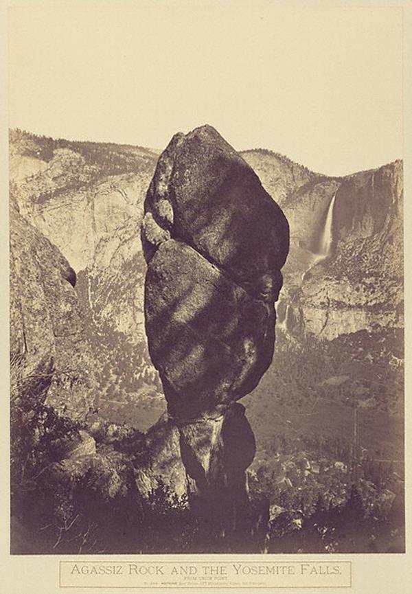 Carleton Watkins, La roccia di Agassiz e le cascate dello Yosemite, da Union Point,