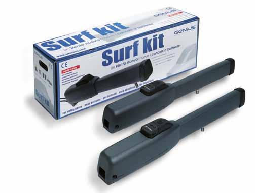 Surf Kit novità nuove trasmittenti KIT PER CANCELLI A DUE ANTE BATTENTI Kit adatto a motorizzare un cancello a due ante battenti di larghezza max. 2,50 m. completo di accessori (vedi lista).