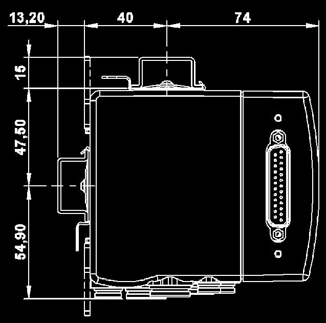 EN 6075 Fixing devices on base for rail DIN EN 6075 Fissaggio con piedini posizionati diritti Fixing by