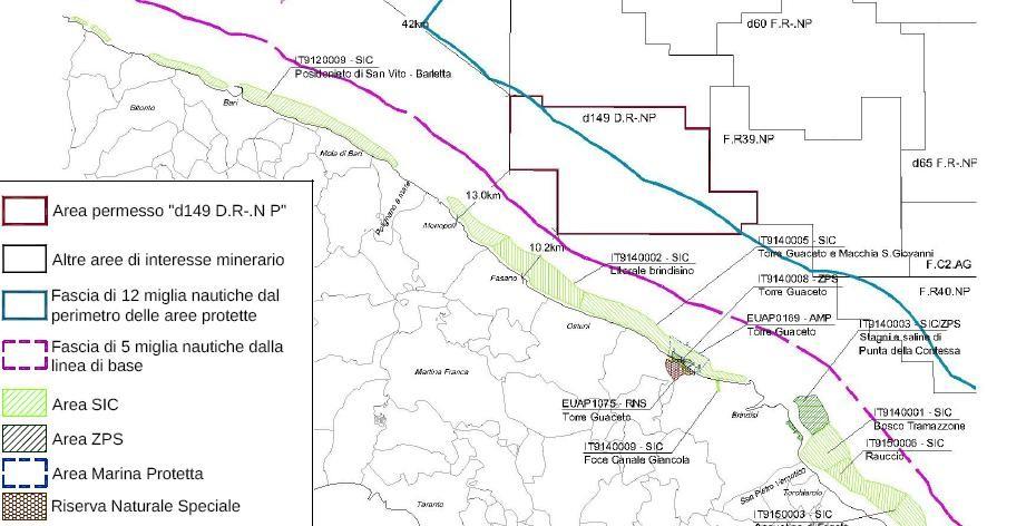 Mappa SIC e ZPS estrapolata dallo studio di impatto ambientale della Northern Petroleum La nostra organizzazione considera inaccettabili le argomentazioni utilizzate dalla Northern Petroleum,