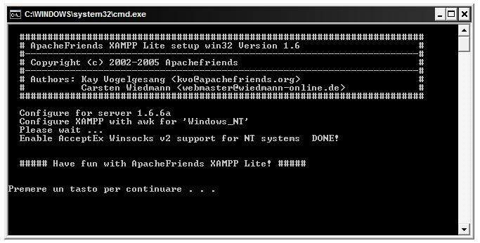 Configurazione aprire la cartella in cui è stato unzippato XAMPPlite eseguire che consente di aggiornare automaticamente i file di configurazione in base alla lettera associata alla pen drive