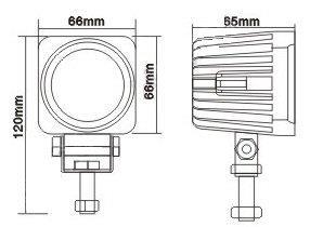 1pcs*10w high intensity Epsitar LEDs. Current draw 1A@ 12V, 0.5@24V. Optional Color: Black,. Opitonal (60 degree (30 degree). Size: 57mm*57mm*65mm 009.