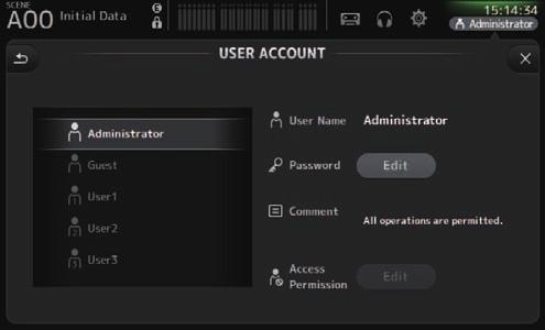 Barra degli strumenti NOTA Con le impostazioni di fabbrica originali, per l'account l'administrator non risulta impostata alcuna password, per cui tutti gli utenti hanno libero accesso alla console.