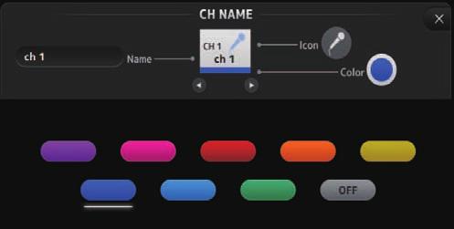 Schermate di configurazione 6 Pulsante Color Visualizza una serie di colori disponibili per il canale.