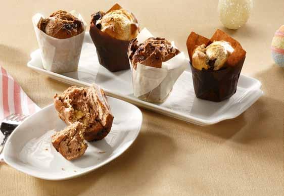 Bread Muffin Cacao Una golosità unica Usa tutta la tua immaginazione per aggiungere ingredienti e creare un infinito range di Muffin. Sono deliziosi freddi o caldi (15 secondi nel microonde).