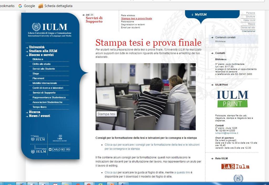 DOWNLOAD DEL FOGLIO DI STILE Collegarsi al sito Iulm; Cliccare su «Risorse