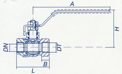 C-b-7 RUBINETTO FEMMINA - FEMMINA A LEVA PN 30(4095) CODICE: R410FF L CODICE L H A B DN R1410FF1/4L 40.8 29.