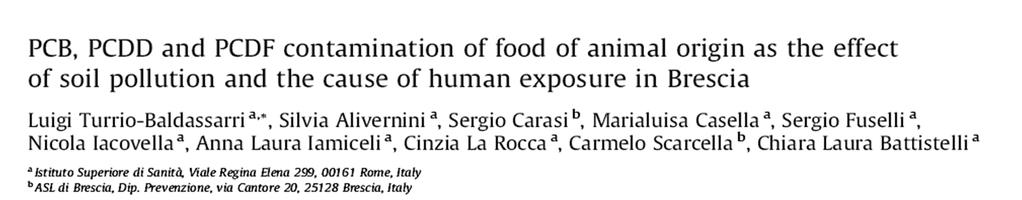 The contamination levels and profiles measured in the perirenal fat, in the liver and in the milk of the overall 28 contaminated bovines are reported.