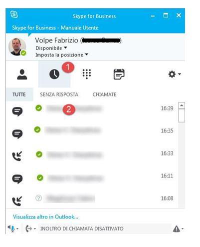 17 Vedere Conversazioni Precedenti Vedere Conversazioni Precedenti Se utilizzate Outlook (Exchange), il client Skype for Business salva