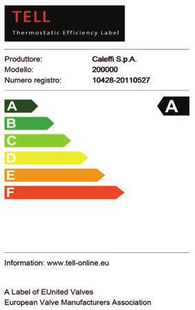 I comandi termostatici Caleffi sono stati inseriti nella lista di prodotti certificati TELL, Thermostatic Efficiency Label, e riconosciuti in Classe di Efficienza A.