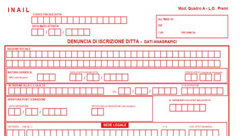 INAIL: A/B/C/D Agenzia Entrate AA7/9