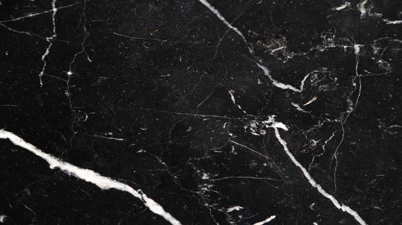 BLACK MARQUINIA MARBLE The indicated image is only indicative Color : stone with fine grain of intense black color, with occasional traces with different shape and intensity. Use : internal.