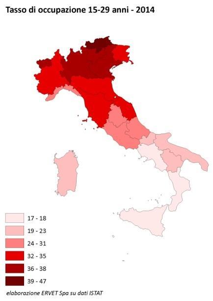 OCCUPAZIONE E DISOCCUPAZIONE GIOVANILE Nel 2014 Il tasso di occupazione giovanile (tra i 15 e 29 anni) in Emilia-Romagna si è attestato al 34,5%, in contrazione di 2,9 punti percentuali rispetto al