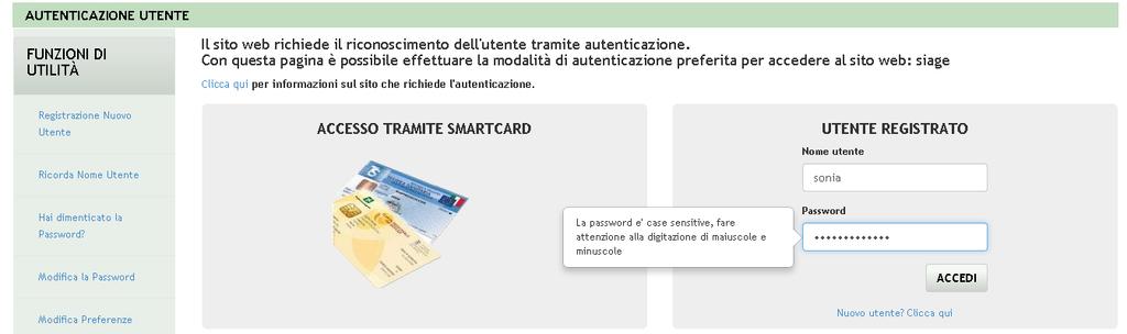 Cliccare su TORNA ALLA HOME PAGE ed inserire nome utente e la password provvisoria