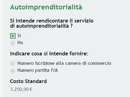 Indicare che si intende rendicontare l Imprenditorialità e inserire le informazioni aggiuntive che il sistema richiede.