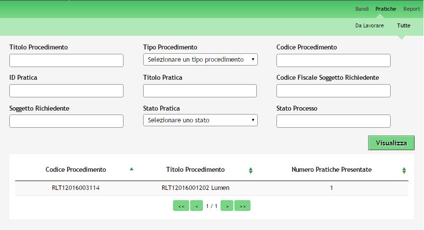 4. Area Pratiche In qualunque momento è possibile accedere alla propria pratica tramite il menu PRATICHE.