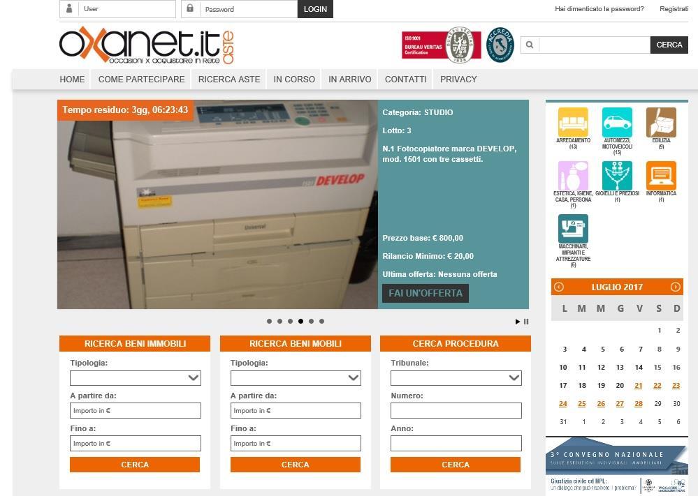 Il portale Aste Oxanet consente di partecipare alle aste giudiziarie in modalità web, tramite un personal computer ed una connessione internet.