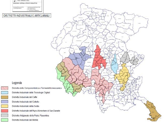 I distretti friulani Alcune caratteristiche dei distretti industriali individuati dall'osservatorio Nazionale sui Distretti I distretti del Friuli V.G.