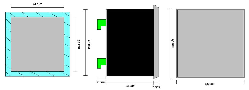 DIMA DI FORATURA Figura 3: Dimensioni e dima di foratura del DUCA77-96 (modello 96x96) Nel modello 96x96 sono