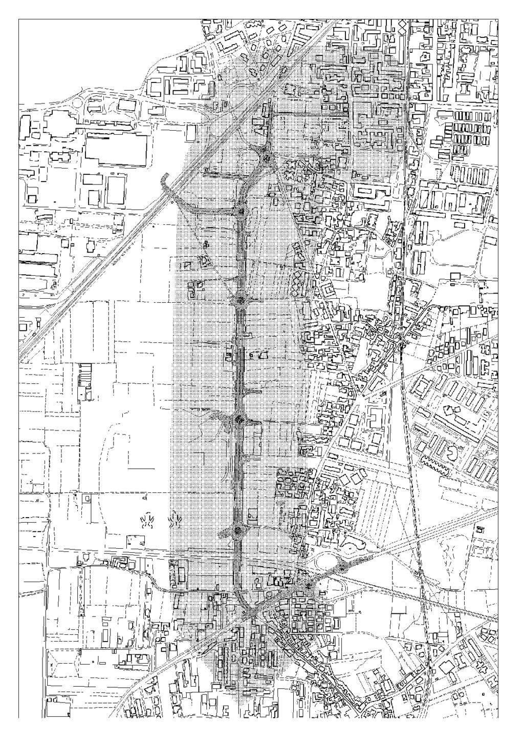 Diagramma della mobilità pedonale/veicolare esteso ad un raggio di 250 m.