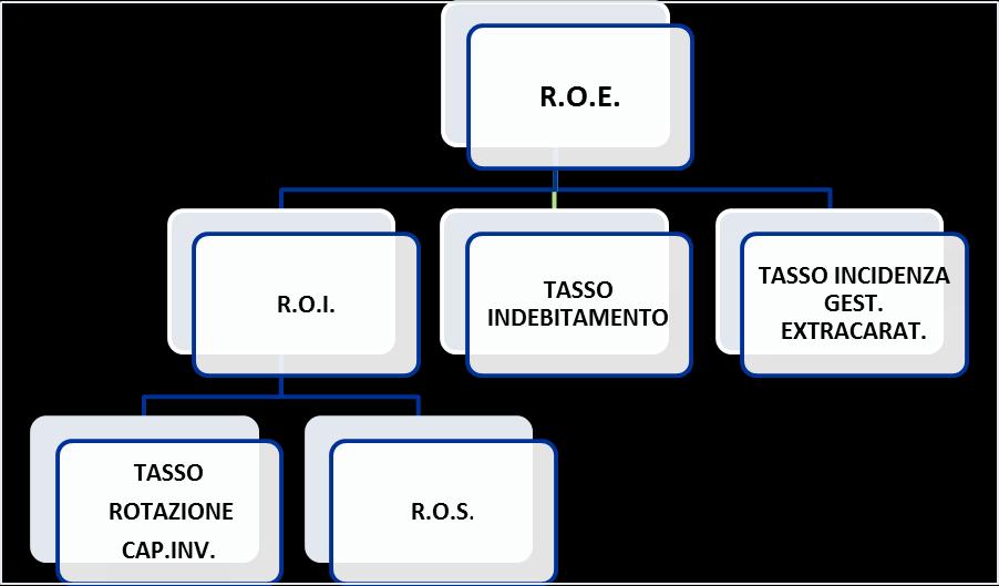 R.O.E. TREE (schema DUPONT) Il R.O.E. "Return on equity" è un indicatore della redditività effettivamente ottenuta dall impresa e quindi del grado di remunerazione del rischio affrontato dall imprenditore o dai soci.