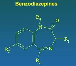 Benzodiazepine un anello benzenico fuso con un anello diazepinico a sette atomi,