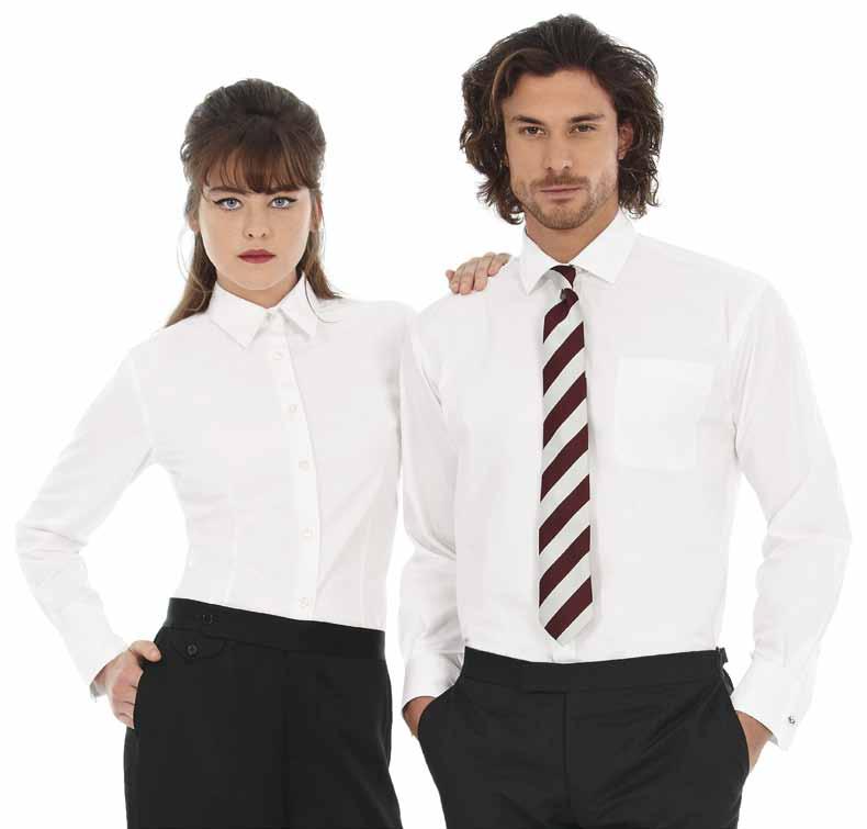 207 BCSWP43 Popline easy care manica lunga donna Camicia a maniche lunghe in morbido tessuto poplin 100% cotone pettinato di facile stiratura e dal colletto fuso al corpo dalle eleganti finiture per